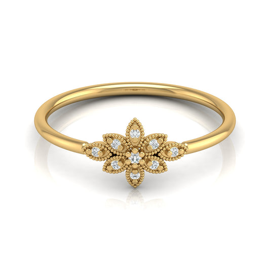 Floral Diamond Cluster Ring for Women's Elegant Flower Design Band in 18K Solid Gold - HIGHCARAT DIAMONDS
