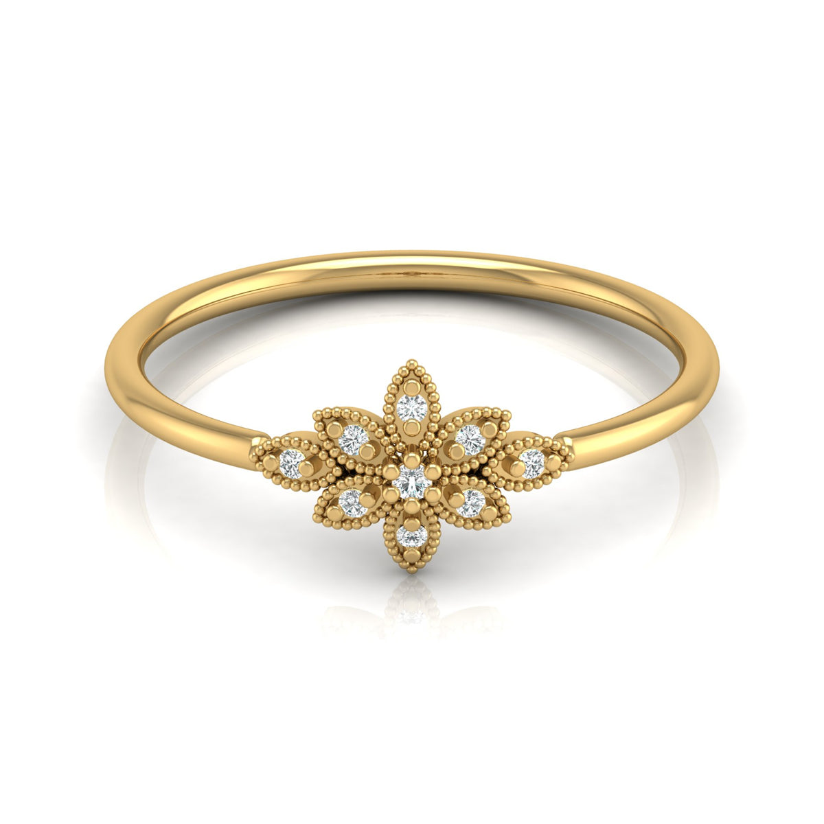 Floral Diamond Cluster Ring for Women's Elegant Flower Design Band in 18K Solid Gold - HIGHCARAT DIAMONDS