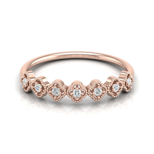 Floral Half Eternity Diamond Ring For Her Lab Or Natural Diamond Ring In 18K Solid Gold - HIGHCARAT DIAMONDS