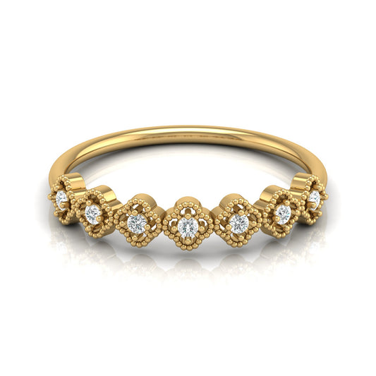 Floral Half Eternity Diamond Ring For Her Lab Or Natural Diamond Ring In 18K Solid Gold - HIGHCARAT DIAMONDS