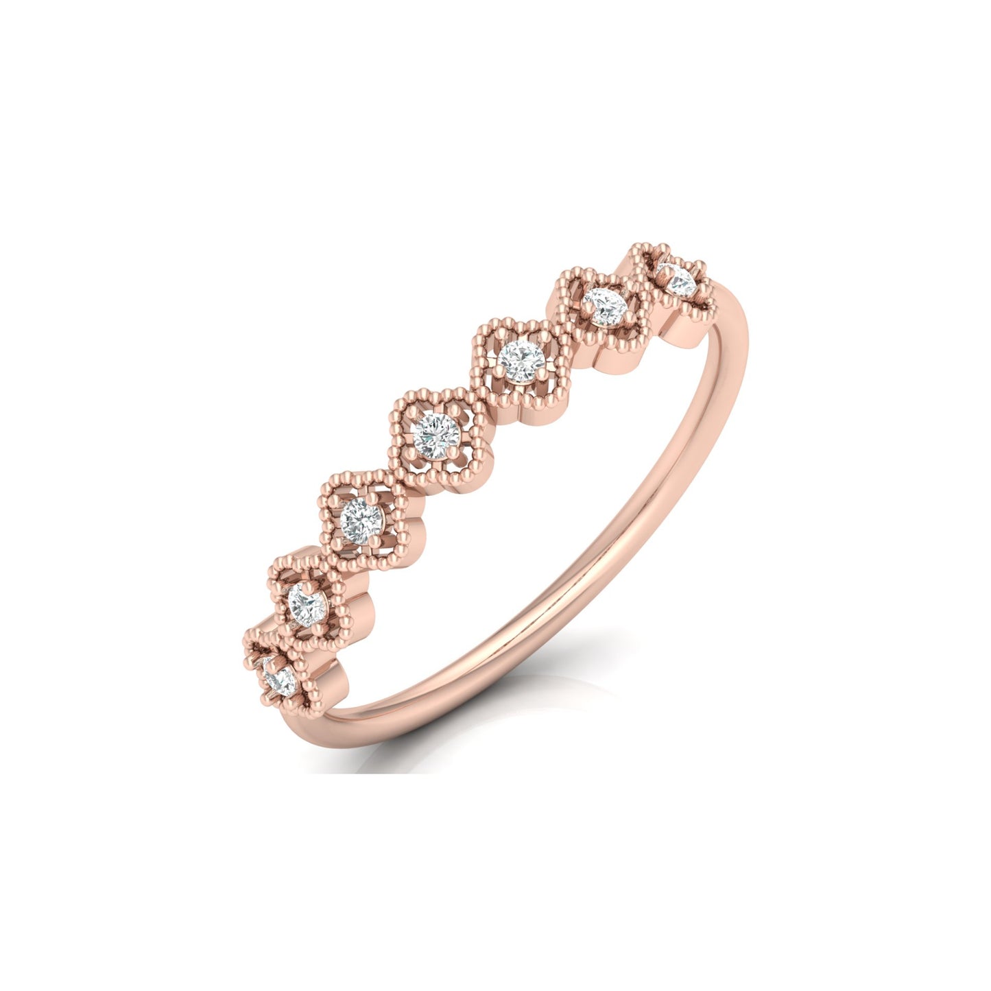 Floral Half Eternity Diamond Ring For Her Lab Or Natural Diamond Ring In 18K Solid Gold - HIGHCARAT DIAMONDS