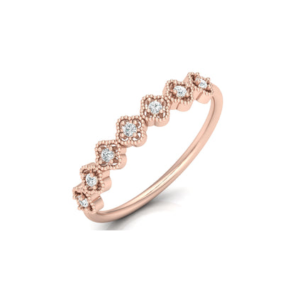 Floral Half Eternity Diamond Ring For Her Lab Or Natural Diamond Ring In 18K Solid Gold - HIGHCARAT DIAMONDS