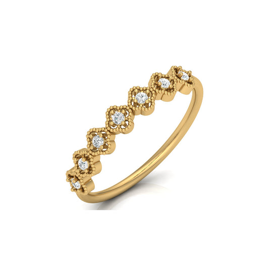 Floral Half Eternity Diamond Ring For Her Lab Or Natural Diamond Ring In 18K Solid Gold - HIGHCARAT DIAMONDS