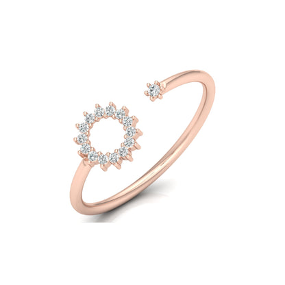 Floral-Inspired Open Cuff Diamond Ring for Her Featuring Lab-Grown and Natural Stones In 14KT Gold - HIGHCARAT DIAMONDS