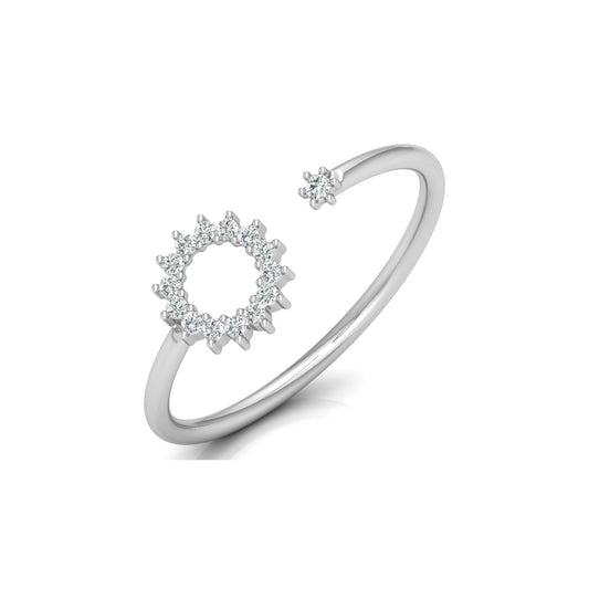 Floral-Inspired Open Cuff Diamond Ring for Her Featuring Lab-Grown and Natural Stones In 14KT Gold