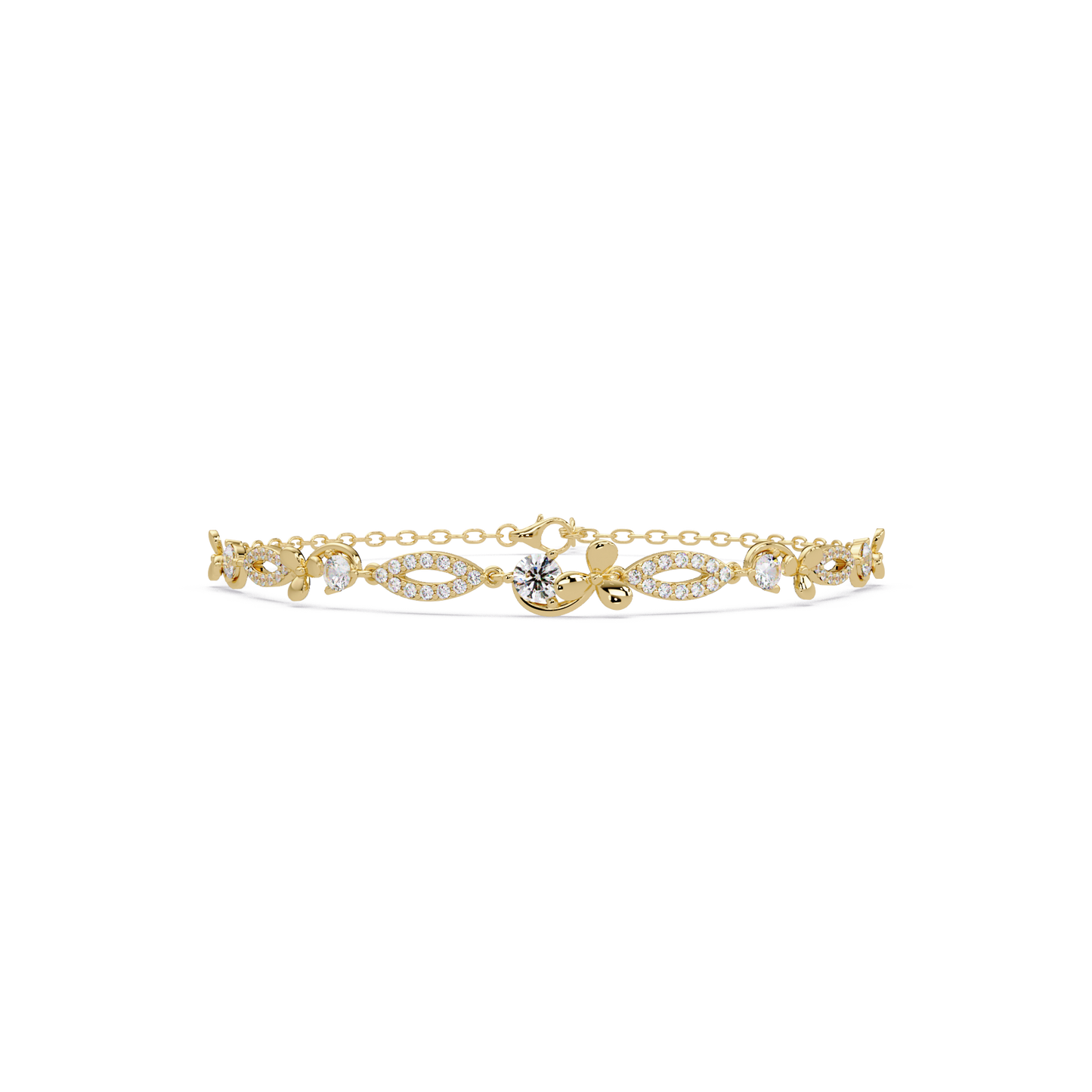 Floral Lab grown Diamond Link Gold Bracelet - HIGHCARAT DIAMONDS