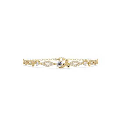 Floral Lab grown Diamond Link Gold Bracelet - HIGHCARAT DIAMONDS