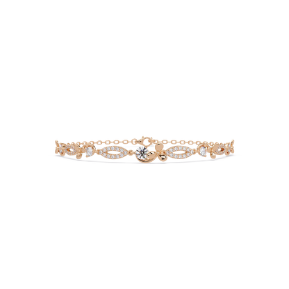 Floral Lab grown Diamond Link Gold Bracelet - HIGHCARAT DIAMONDS