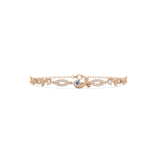Floral Lab grown Diamond Link Gold Bracelet - HIGHCARAT DIAMONDS