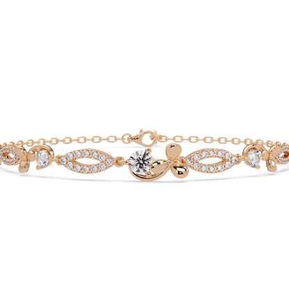 Floral Lab grown Diamond Link Gold Bracelet - HIGHCARAT DIAMONDS