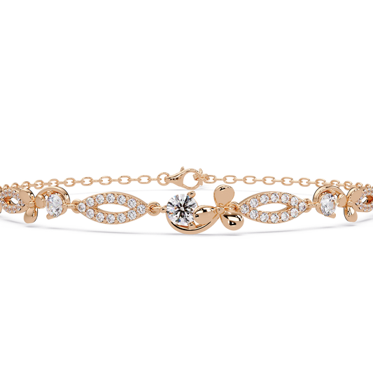 Floral Lab grown Diamond Link Gold Bracelet - HIGHCARAT DIAMONDS