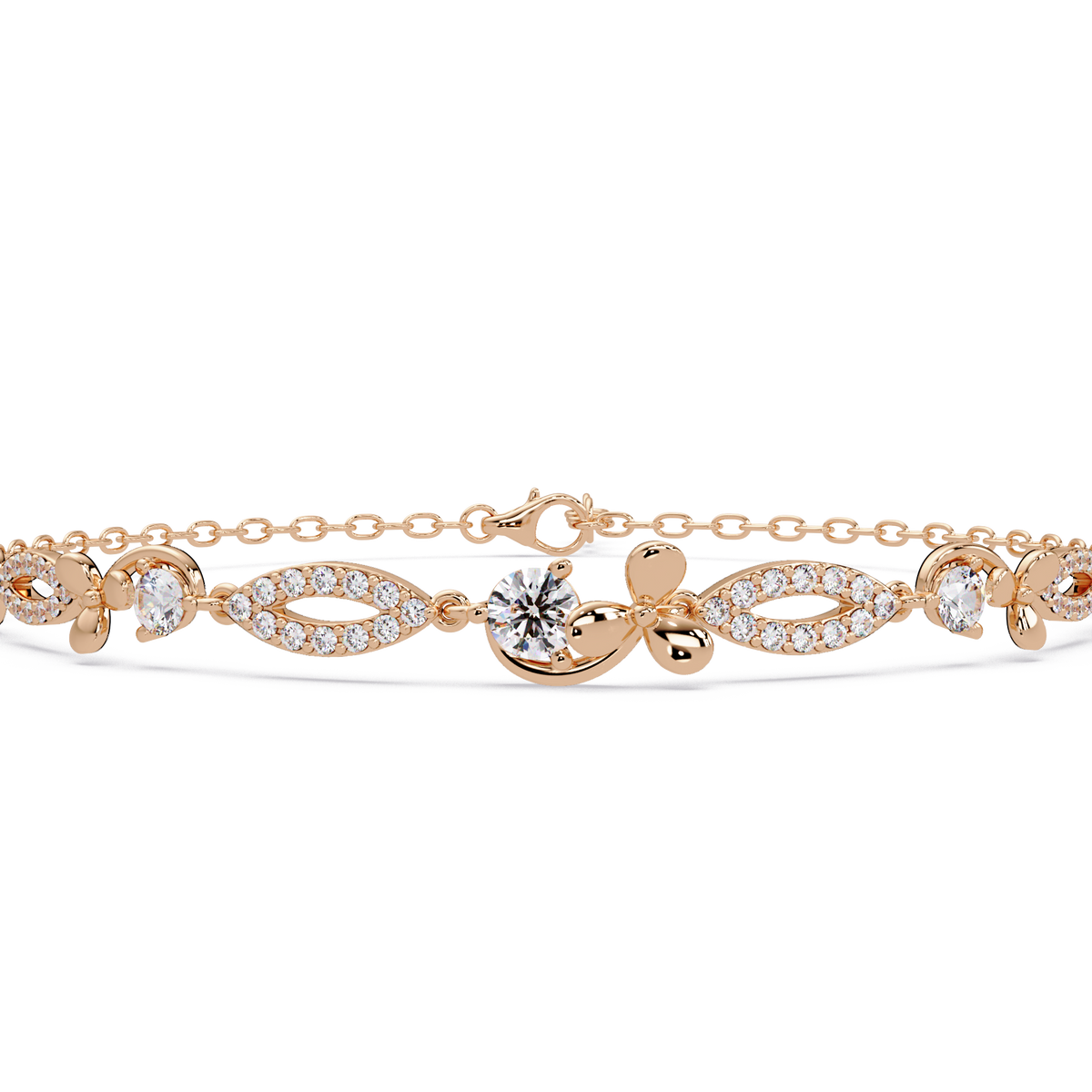 Floral Lab grown Diamond Link Gold Bracelet - HIGHCARAT DIAMONDS