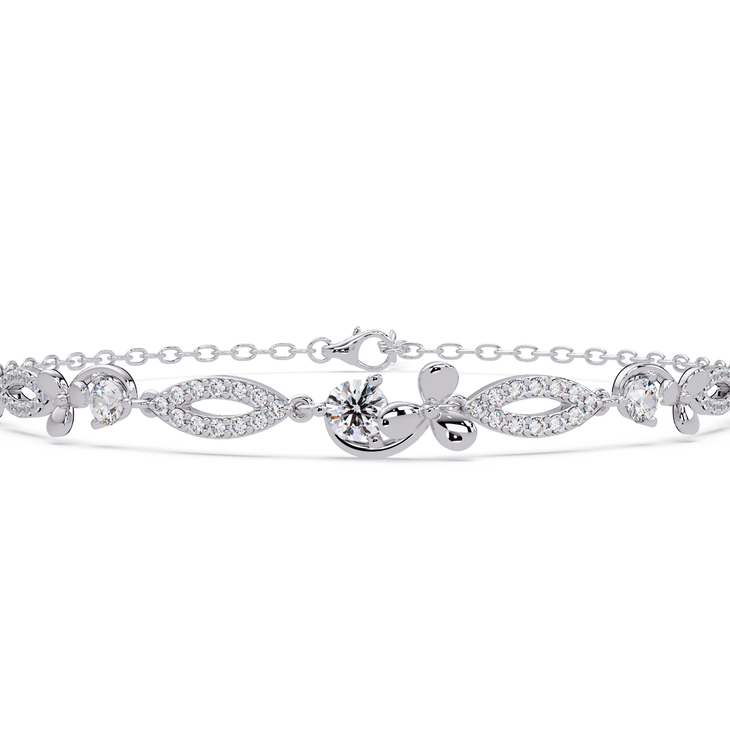 Floral Lab grown Diamond Link Gold Bracelet - HIGHCARAT DIAMONDS