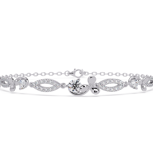 Floral Lab grown Diamond Link Gold Bracelet - HIGHCARAT DIAMONDS