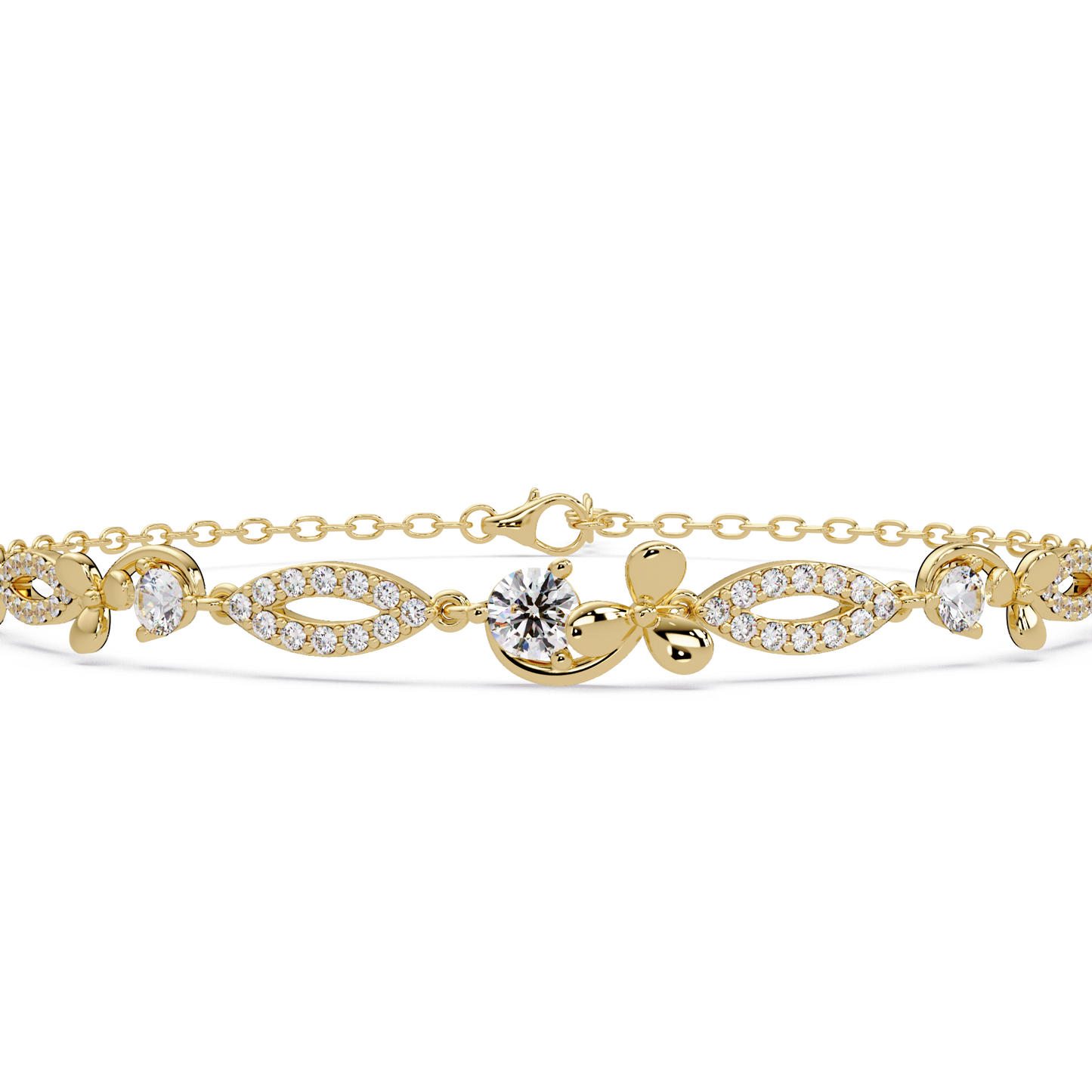 Floral Lab grown Diamond Link Gold Bracelet - HIGHCARAT DIAMONDS