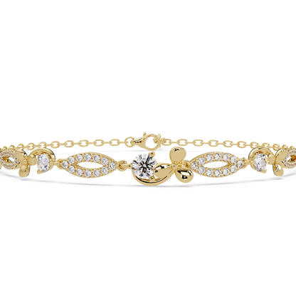 Floral Lab grown Diamond Link Gold Bracelet - HIGHCARAT DIAMONDS