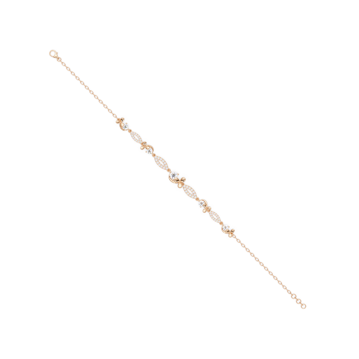 Floral Lab grown Diamond Link Gold Bracelet - HIGHCARAT DIAMONDS
