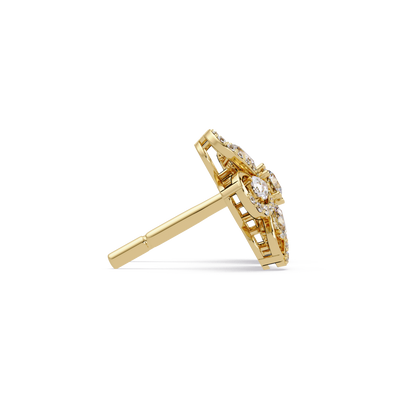 Floral Loop Lab Grown Diamond Stud Earrings with Pear Accents - HIGHCARAT DIAMONDS