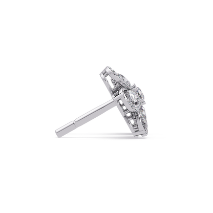 Floral Loop Lab Grown Diamond Stud Earrings with Pear Accents - HIGHCARAT DIAMONDS
