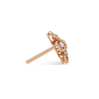 Floral Loop Lab Grown Diamond Stud Earrings with Pear Accents - HIGHCARAT DIAMONDS