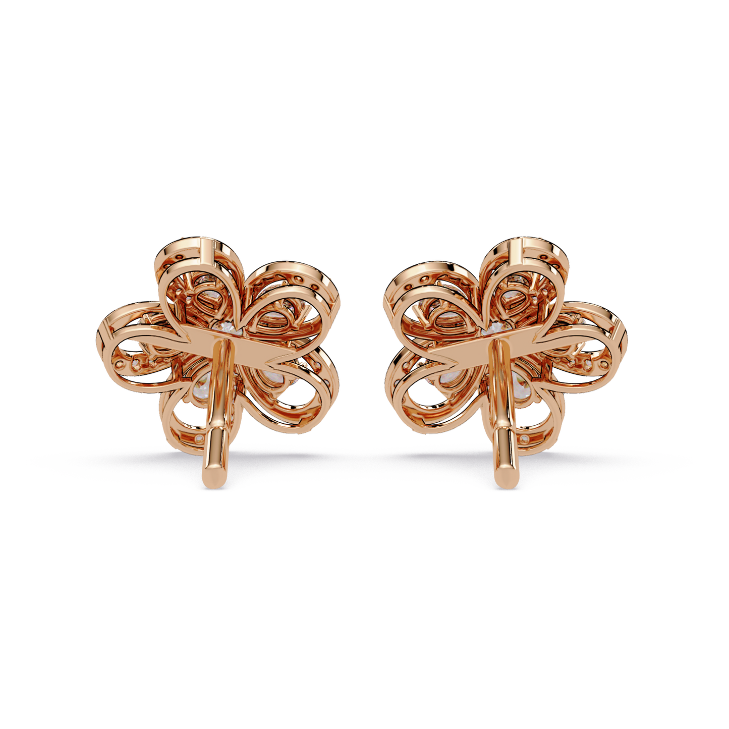 Floral Loop Lab Grown Diamond Stud Earrings with Pear Accents - HIGHCARAT DIAMONDS