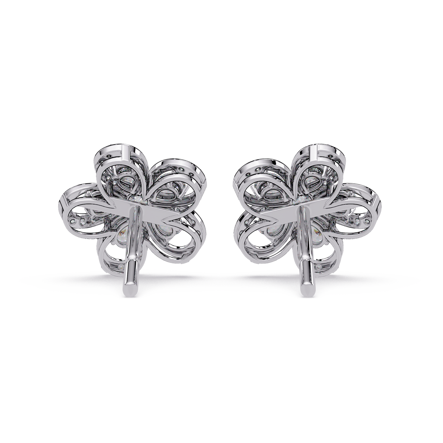 Floral Loop Lab Grown Diamond Stud Earrings with Pear Accents - HIGHCARAT DIAMONDS