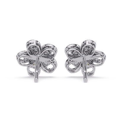 Floral Loop Lab Grown Diamond Stud Earrings with Pear Accents - HIGHCARAT DIAMONDS