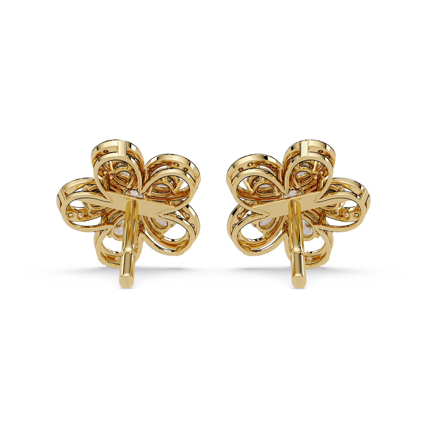 Floral Loop Lab Grown Diamond Stud Earrings with Pear Accents - HIGHCARAT DIAMONDS