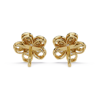 Floral Loop Lab Grown Diamond Stud Earrings with Pear Accents - HIGHCARAT DIAMONDS