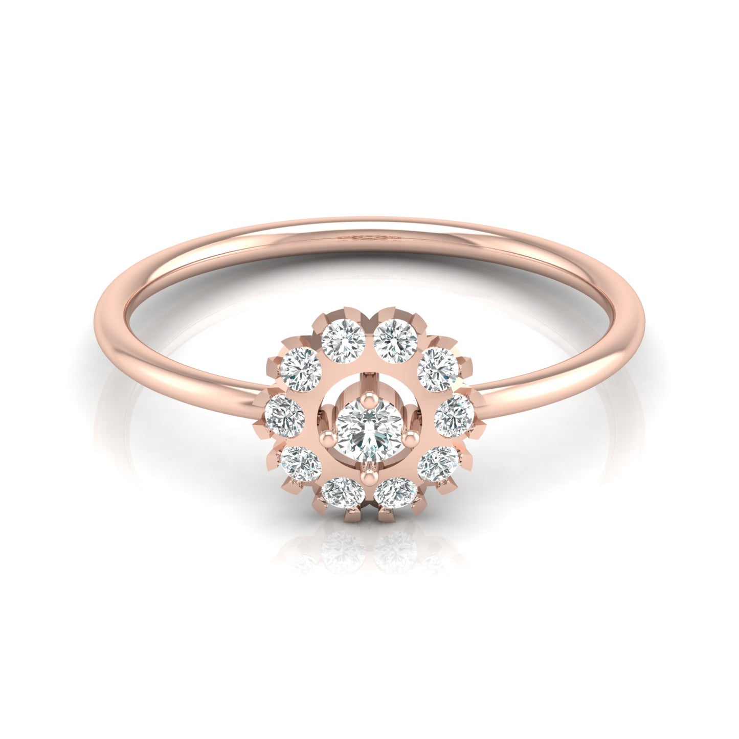 Floral Round Cut Lab-Grown Diamond Halo Promise Ring