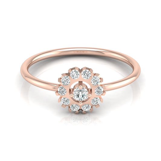Floral Round Cut Lab-Grown Diamond Halo Promise Ring - HIGHCARAT DIAMONDS