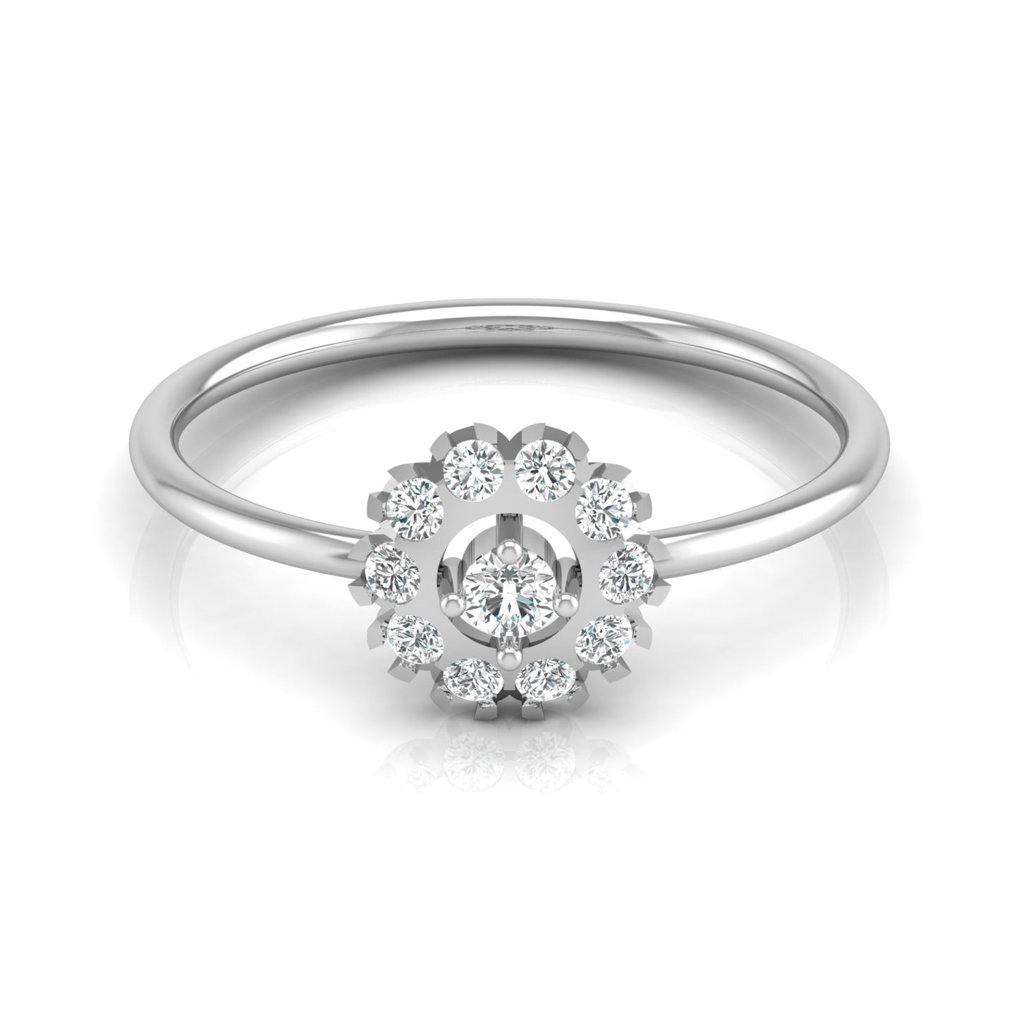 Floral Round Cut Lab-Grown Diamond Halo Promise Ring