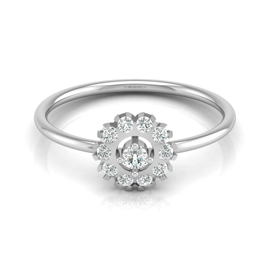 Floral Round Cut Lab-Grown Diamond Halo Promise Ring - HIGHCARAT DIAMONDS