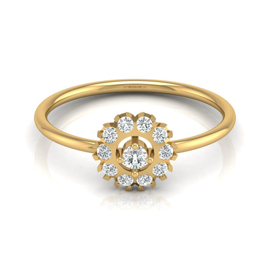 Floral Round Cut Lab-Grown Diamond Halo Promise Ring - HIGHCARAT DIAMONDS