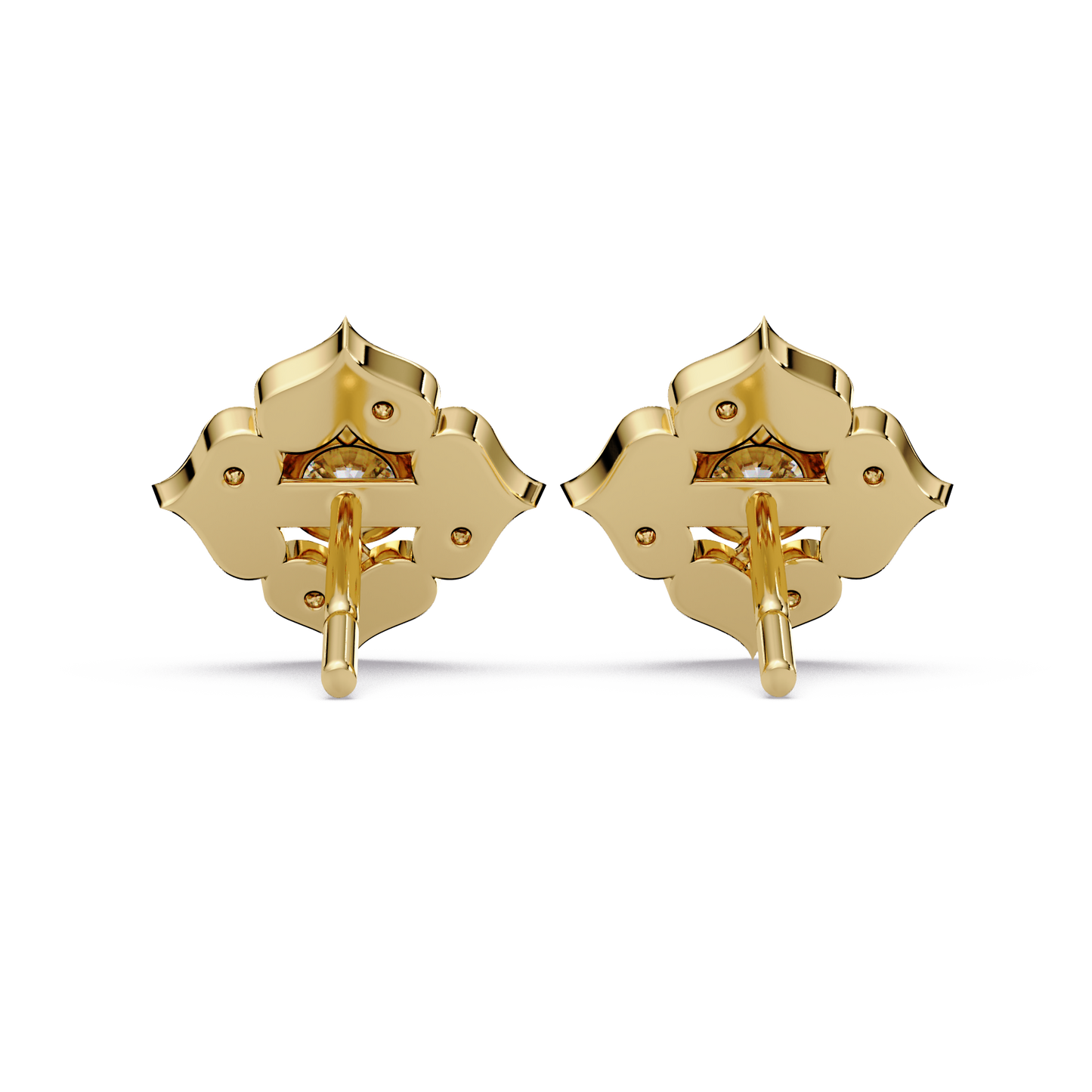 Floral Round Lab Grown Diamond Petal Stud Earrings - HIGHCARAT DIAMONDS