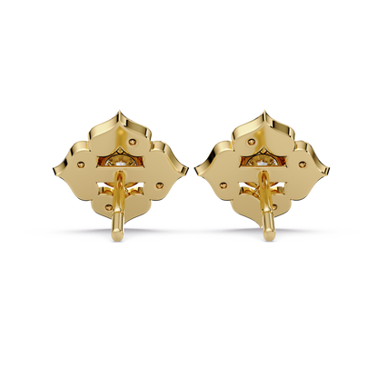 Floral Round Lab Grown Diamond Petal Stud Earrings - HIGHCARAT DIAMONDS