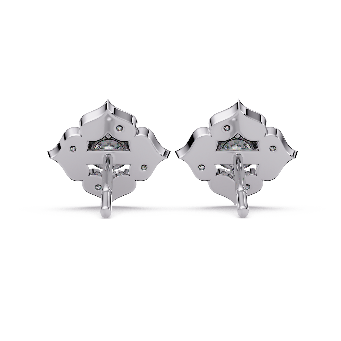 Floral Round Lab Grown Diamond Petal Stud Earrings - HIGHCARAT DIAMONDS