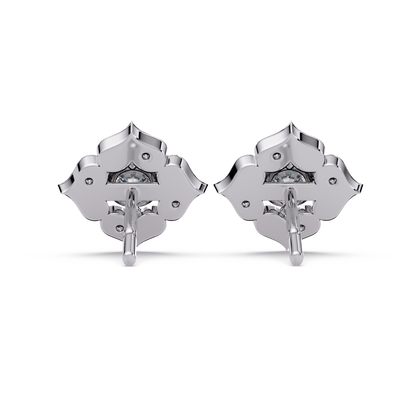 Floral Round Lab Grown Diamond Petal Stud Earrings - HIGHCARAT DIAMONDS