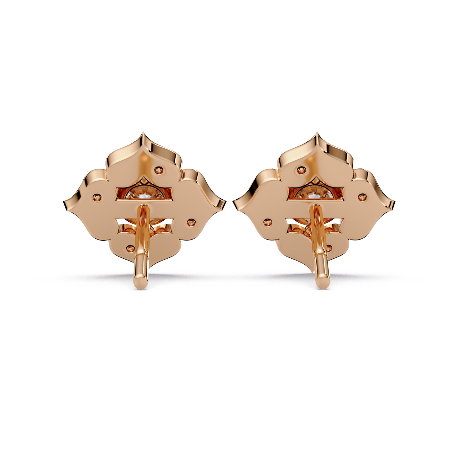 Floral Round Lab Grown Diamond Petal Stud Earrings - HIGHCARAT DIAMONDS