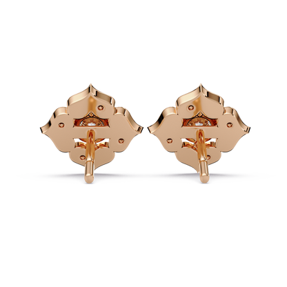 Floral Round Lab Grown Diamond Petal Stud Earrings - HIGHCARAT DIAMONDS