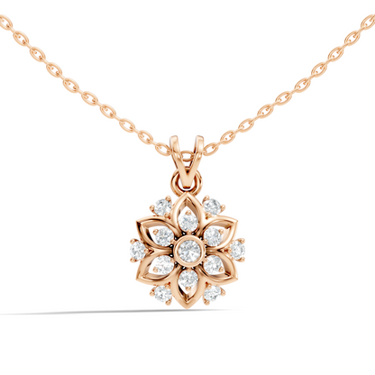 Elegant Round Diamond Pendant 0.48 Carat Handmade Jewelry In 14K Solid Yellow Gold - HIGHCARAT DIAMONDS