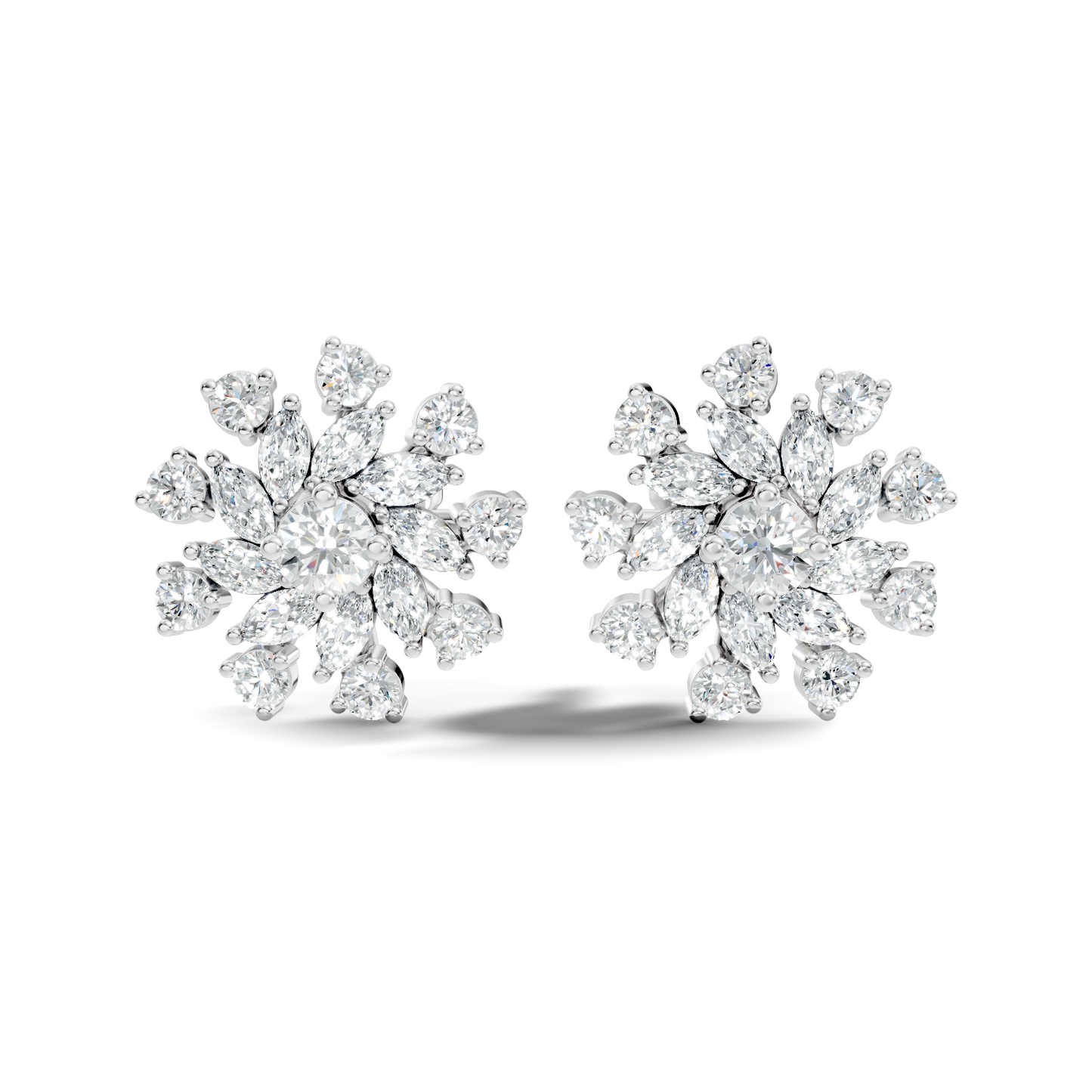 14k Solid Gold Marquise, Round, Lab Grown Diamond Sparkling Sizzling Style Diamond Earrings For Her - HIGHCARAT DIAMONDS