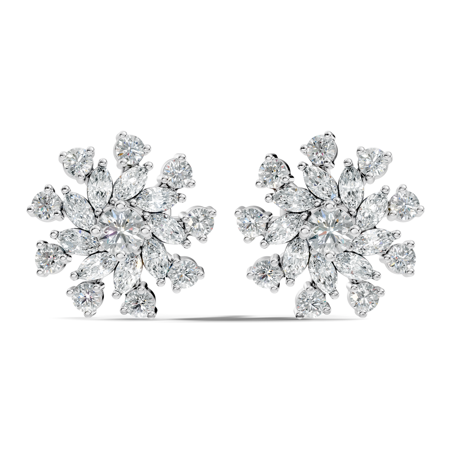 14k Solid Gold Marquise, Round, Lab Grown Diamond Sparkling Sizzling Style Diamond Earrings For Her - HIGHCARAT DIAMONDS