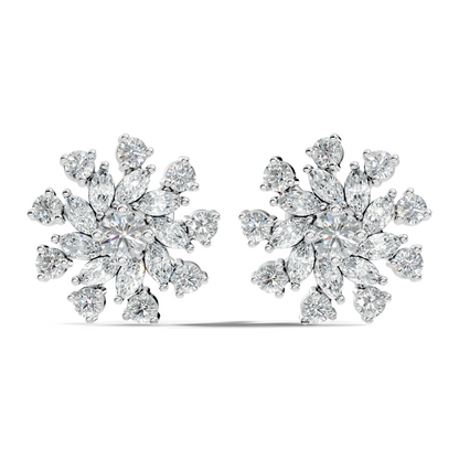14k Solid Gold Marquise, Round, Lab Grown Diamond Sparkling Sizzling Style Diamond Earrings For Her - HIGHCARAT DIAMONDS