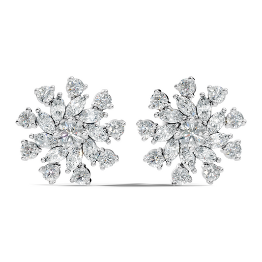 14k Solid Gold Marquise, Round, Lab Grown Diamond Sparkling Sizzling Style Diamond Earrings For Her - HIGHCARAT DIAMONDS