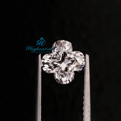 Floral Shape Step Cut Lab Grown Diamond featuring petal inspired symmetry and mirror like faceting