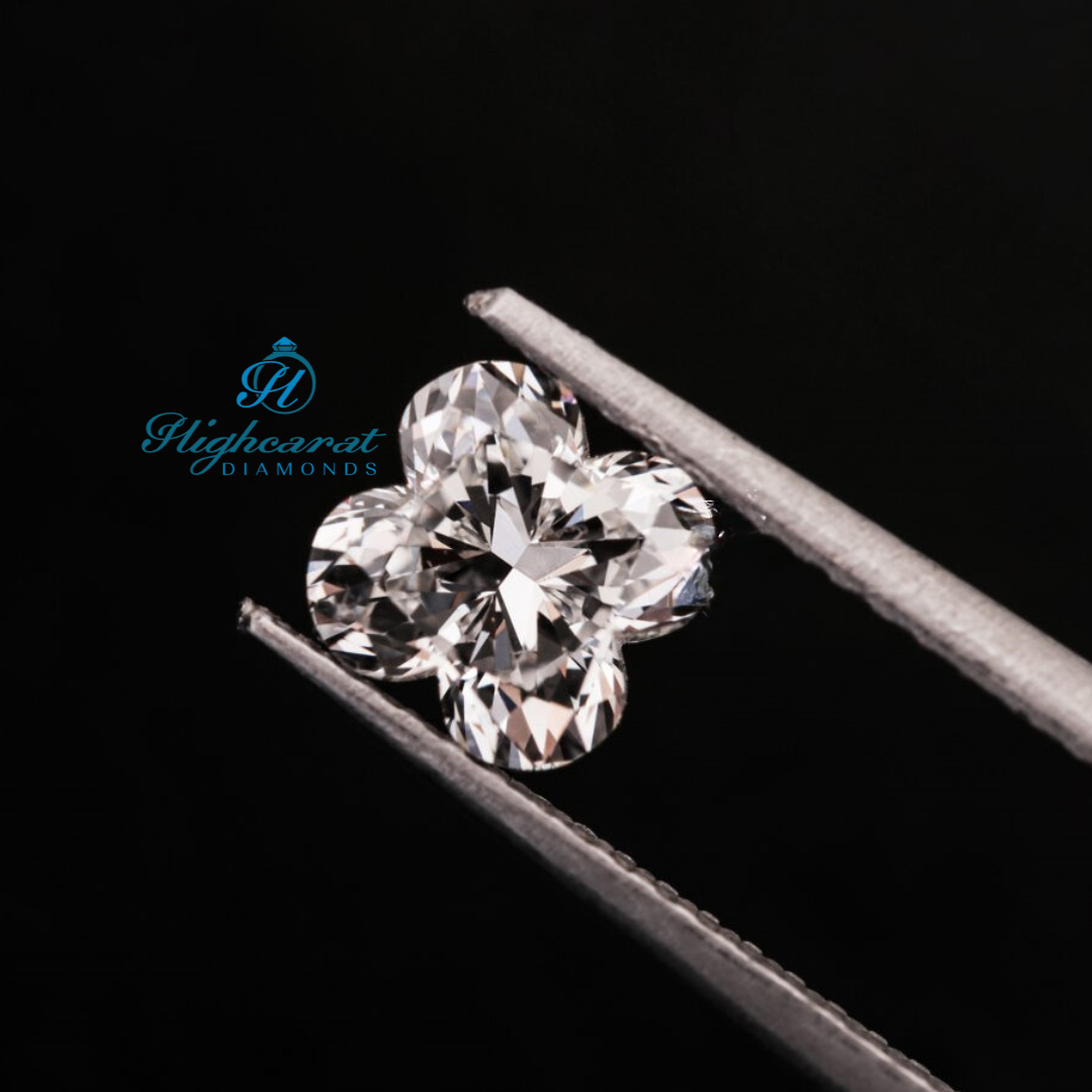 Certified Floral Step Cut Lab Grown Diamond with polished finish and balanced proportions