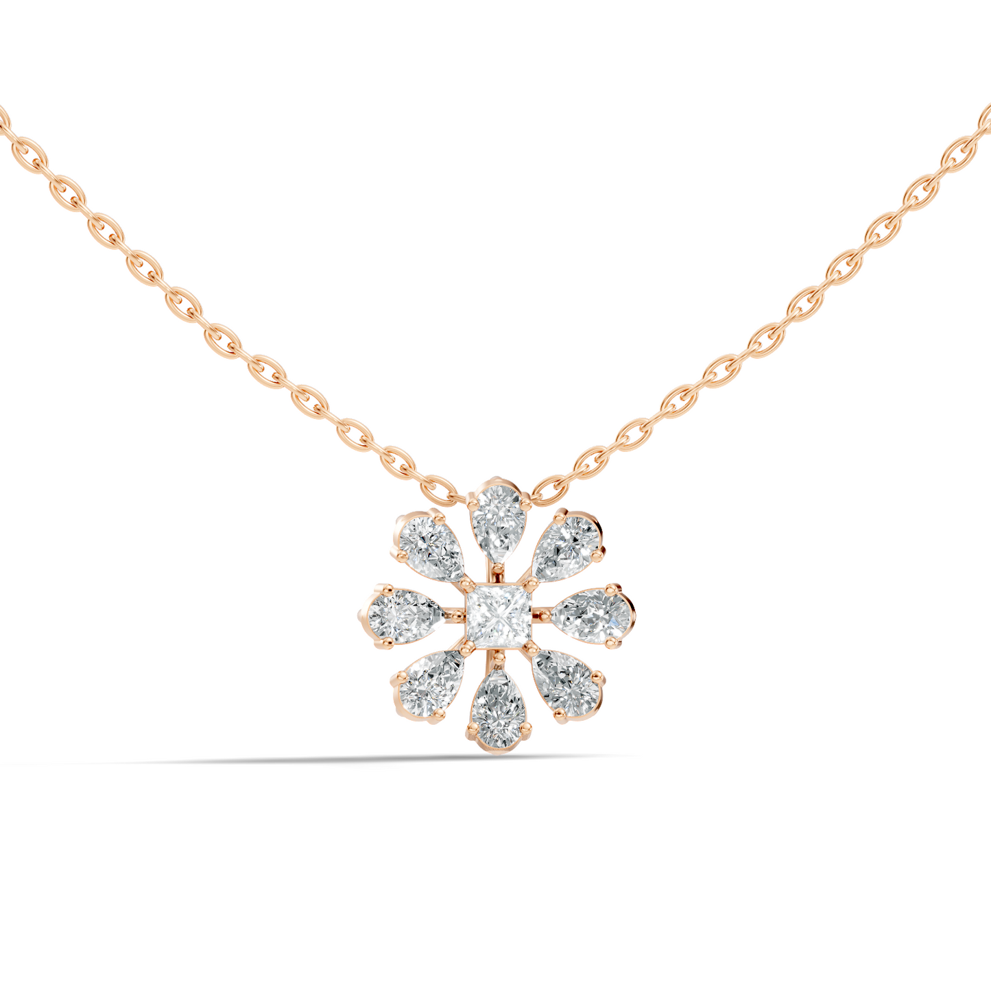 10k Solid White Gold 3.006 Ct Princess-Pear Shape Lab Grown-Natural Diamond Unique Look Diamond Pendant - HIGHCARAT DIAMONDS