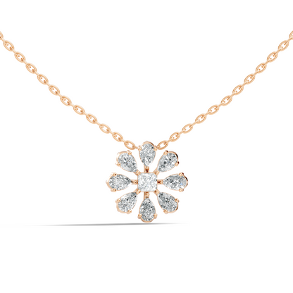 10k Solid White Gold 3.006 Ct Princess-Pear Shape Lab Grown-Natural Diamond Unique Look Diamond Pendant - HIGHCARAT DIAMONDS