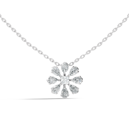10k Solid White Gold 3.006 Ct Princess-Pear Shape Lab Grown-Natural Diamond Unique Look Diamond Pendant - HIGHCARAT DIAMONDS